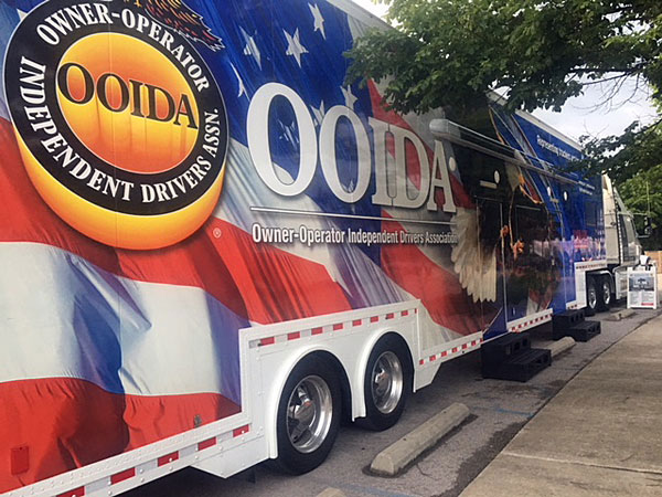 The Spirit, OOIDA's tour trailer, at the 23018 ATHS show