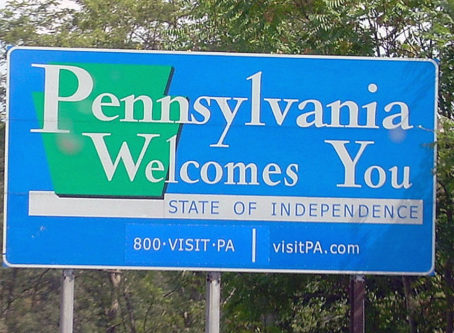 Pennsylvania Welcomes You sign