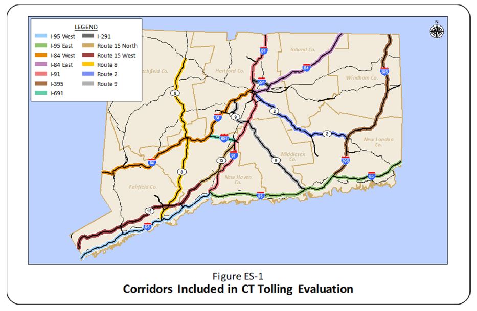 Connecticut DOT toll plan map