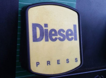 Diesel fuel button at a fuel pump