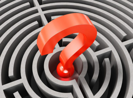 Question mark in a maze graphic