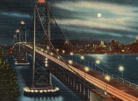 From a vintage postcard, San Francisco-Oakland Bay Bridge