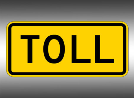 Yellow TOLL sign