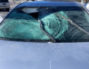 Damaged windshield