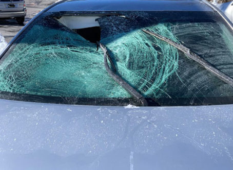Damaged windshield