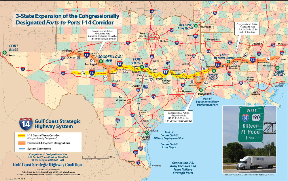 ‘Forts to Ports’I-14 corridor plan map