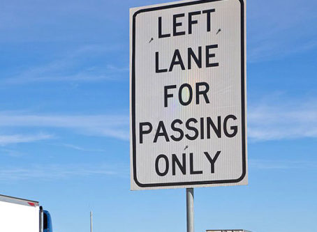 Left lane for passing only sign, Texas DOT