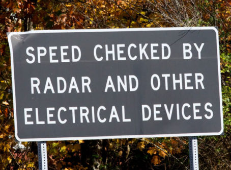 Speed Checked by Radar sign