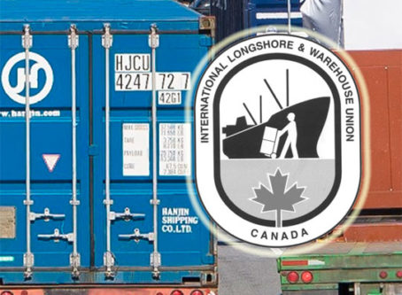 Port of Vancouver trucks, ILWU-Canada logo