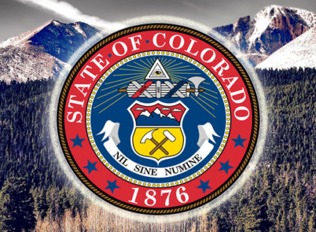 State of Colorado seal, mountains
