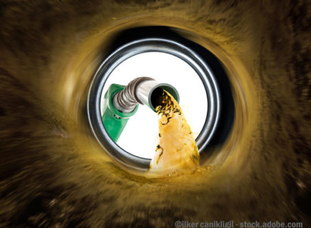 diesel fuel flowing into a tank