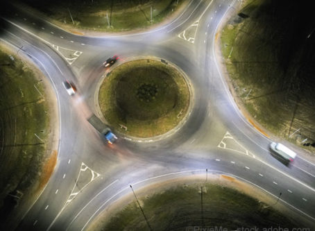 Example of a roundabout at night