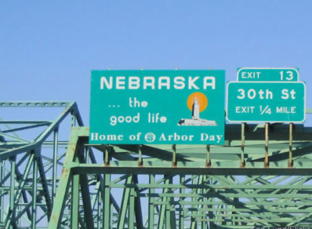 Nebraska welcome sign in Omaha area by Ken Lund