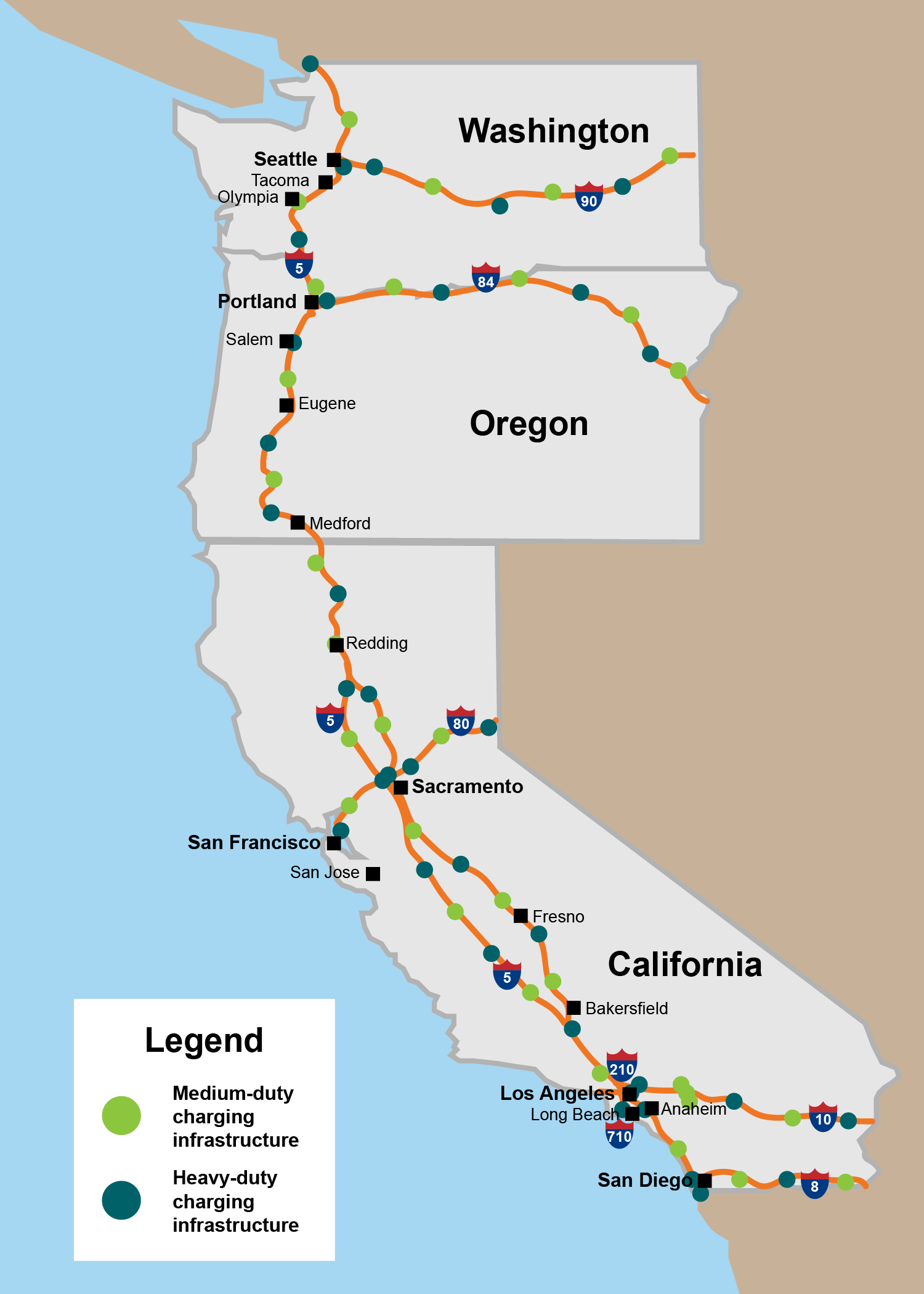 West Coast electric trucks corridor