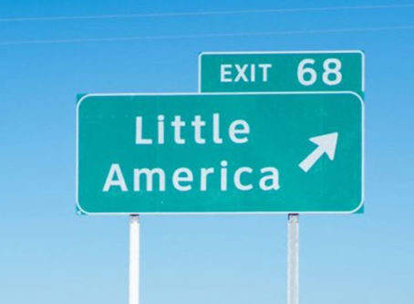 Little America Travel Center exit sign
