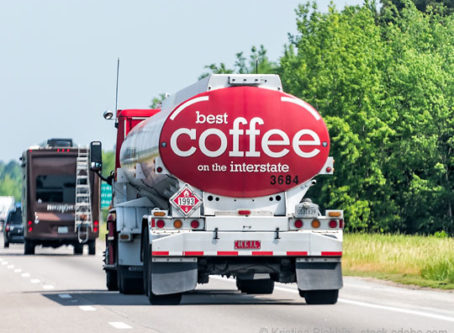 Truck with coffee advertisement