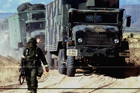 Military truck convoy