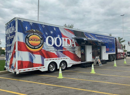 OOIDA's tour trailer, the Spirit of the American Trucker, in Lodi, Ohio