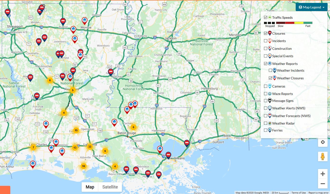 Hurricane Delta road closure map