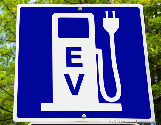 Electric vehicle charging sign, electric-powered trucks