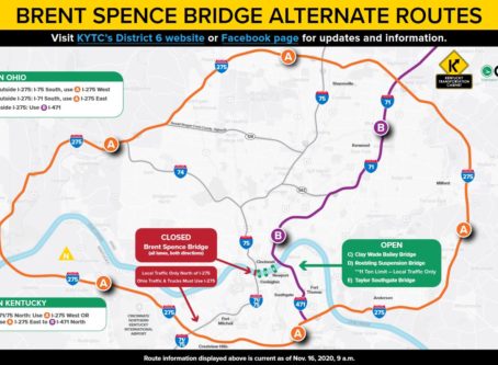 Brent Spence Bridge detour map