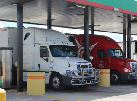 Diesel pumps at a Love's truck stop in mid-Missouri