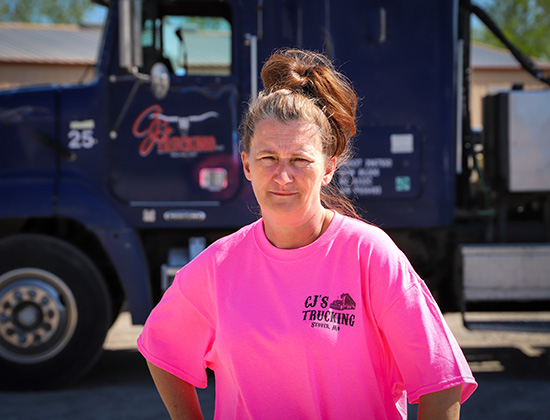 OOIDA member Christy Goucher, CJ Trucking Dump Truck