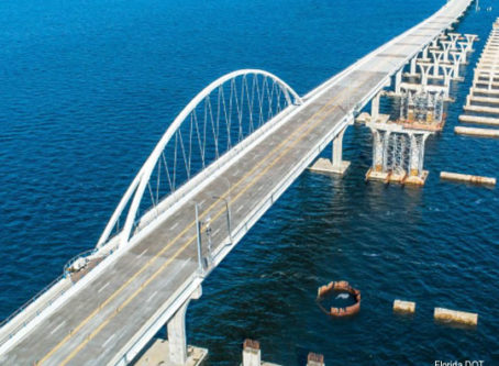 Pensacole Bay Bridge construction from early 2021, courtesy Florida DOT