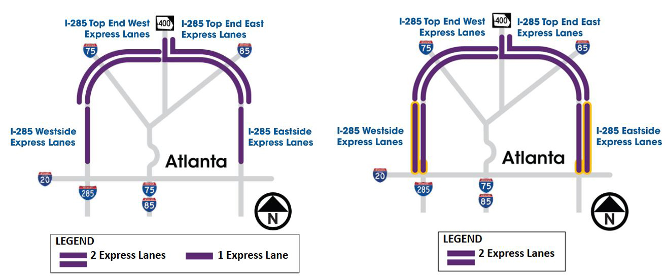I-285 Express Lane Map