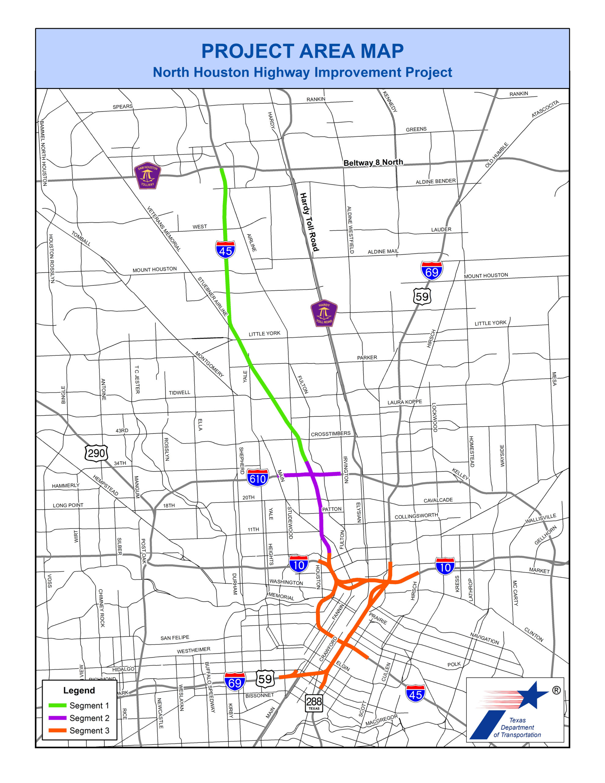 North Houston Highway Improvement Project map