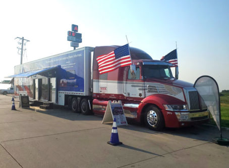 OOIDA's tour trailer in its Fourth of July finery