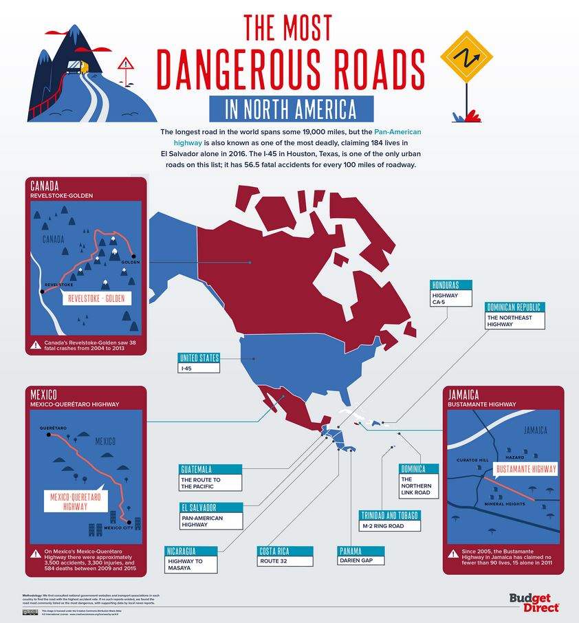North America Most Dangerous Roads Map (I-45)