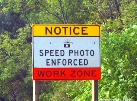 Speed camera warning sign