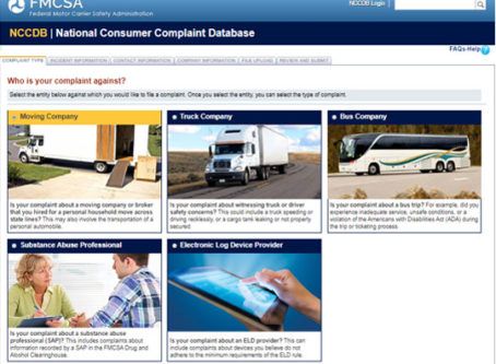 FMCSA National Consumer Complaint Database