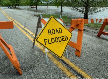 Road flooded sign