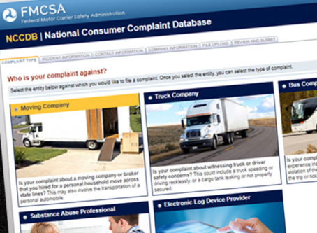 FMCSA National Consumer Complaint Database webiste