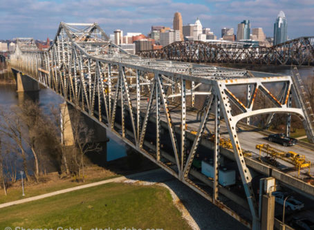 Brent Spence Bridge during construction. Photo by Sherman Cahal