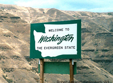 Welcome to Washington sign, Robert Ashworth/Bellingham, WA.