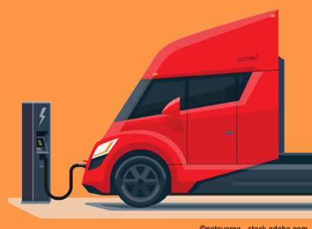 Zero-emission electric tractor-trailer charging graphic
