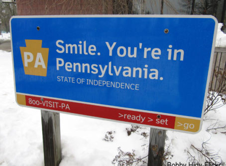 Smile You're in Pennsylvania sign by Bobby Hidy-Flickr