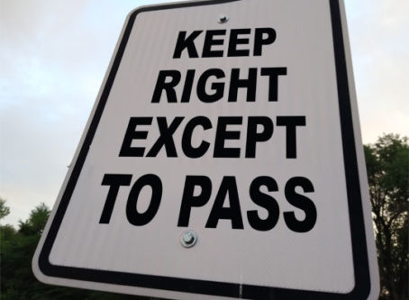 Keep right ex ept ot pass sign