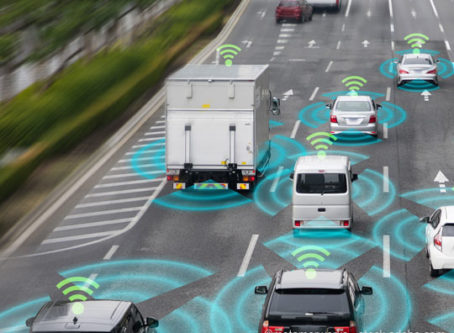 Sensing system and wireless communication network of self-driving vehicle.