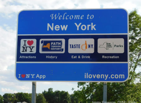 Welcome to New York sign, photo by Jimmy Emerson