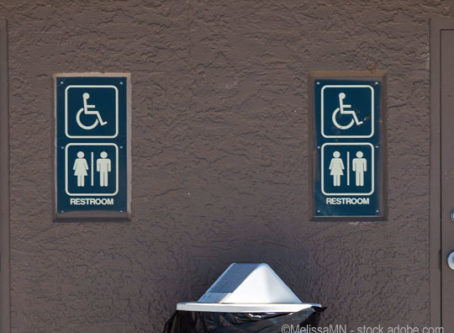 Toilets at a rest area in Benton County, Washington
