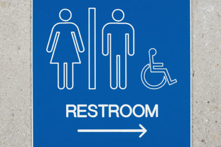 Public toilet, rest rooms sign