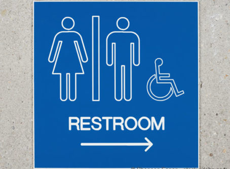 Public toilet, rest rooms sign