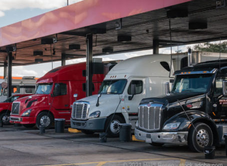 Diesel trucks at truck stop in Tampa, Fla.