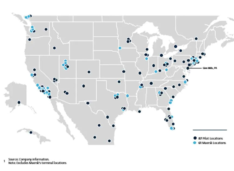Maersk and Pilot Freight Services locations in the U.S. 