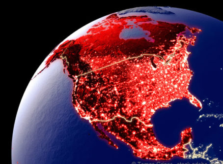 Satellite view of North America – U.S. Mexico and Canada