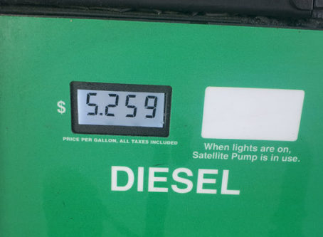 Diesel $5.25 per gallon Wednesday afternoon. in Reddick, Fla. Photo by Marty Ellis
